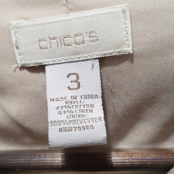 Chicos Womens 3 XL Leopard Full Zip Jacket Cotton Linen Beige Musturd Metallic - Picture 8 of 10